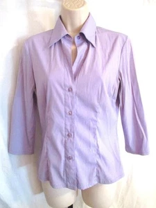 Reg Size S Frenchi Lavendar Button Front Fitted Blouse 3/4 Sleeve - Picture 1 of 4