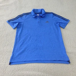 Adidas Polo Short Youth Boys Large 14/16 Blue Short Sleeve Wicking - Picture 1 of 9