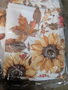 NEW Big Sunflower Harvest Leaves Tablecloth 118" x 82" Fall Autumn Thanksgiving - Picture 1 of 3