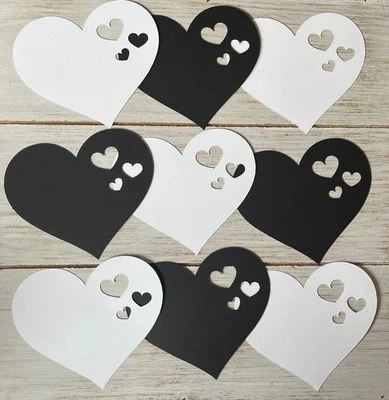 30 черно-белых вырезов в виде сердец для украшения стола свадьбы свадебного душа вечеринки - Изображение 1 из 2