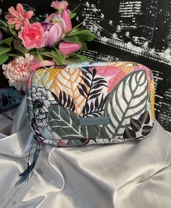 Vera Bradley Kordel Organizer Tech Case gesteppt Baumwolle PALM FLORAL neu mit Etikett UVP $ 45 - Bild 1 von 12