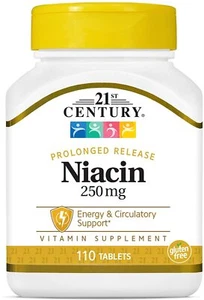 21st Century Niacin 250mg Vitamin Prolonged Release Tablets 110 Count Pack of 12 - Picture 1 of 4