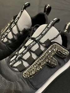 $890 FENDI FANCY CRYSTALS SNEAKERS FF FREEDOM SHOES TRAINERS SIZE 36 6 AUTHENTIC - Picture 1 of 24