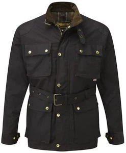 DARK BROWN CLASSIC WAX COTTON MOTORCYCLE JACKET - Picture 1 of 3