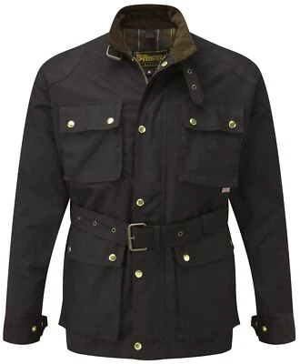 DARK BROWN CLASSIC WAX COTTON MOTORCYCLE JACKET - Image 1 of 3
