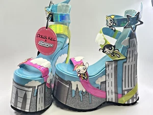 Dolls Kill Powerpuff Girls Townsville Takeover Platform Sandals Size 5 Rare Fun - Picture 1 of 18