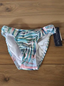 Aqua couture swim bottom green pink pastel leaves NEW size Small - Picture 1 of 6