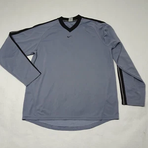 Camisa Pullover Nike Dri Fit Hombres Talla M Gris Mangas Largas Cuello en V Corte - Imagen 1 de 8