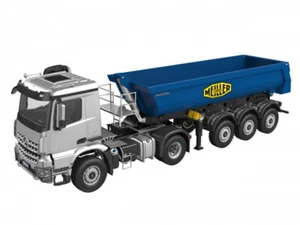 Huina LKW grau blau 4x4 Zugmaschine Arocs mit Meiller Auflieger 1:14 RC - Bild 1 von 2