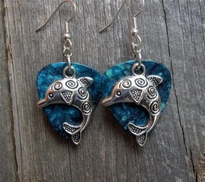 Dolphin Charm Guitar Pick Earrings - Pick Your Color - Bild 1 von 16
