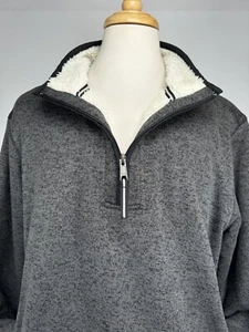 Orvis Mens XL Fleece 1/4 Zip Thick Sherpa Lined Pullover Sweater Dark Gray 52" - Picture 1 of 7