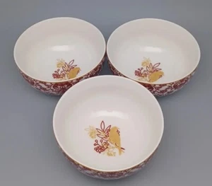 (3) 222 Quinto Cuenco de Navidad Bertram 5 1/2" Rojo Blanco Fina China Porcelana - Imagen 1 de 10