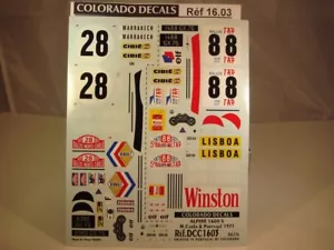 DECALS 1/16 ALPINE 1600s - #28 - MONTE CARLO 1971 + #88 - PORTUGAL 1971 - 1603 - Foto 1 di 1