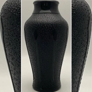 MacBeth Evans Art Deco Black Diamond & Dart Textured Vase c1940s USA 8.25" tall - Picture 1 of 6