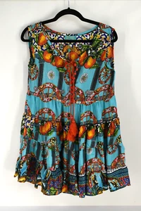 ANTICA SARTORIA 2023 AQUA SICILIAN WHEELS ORANGES DRESS/TOP NWT OS - Picture 1 of 5