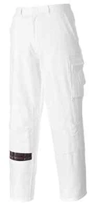 PORTWEST PAINTERS PANTS WHITE SIZES S-3XL COMFORT FIT 1/2 ELASTIC WAIST *S817 - Picture 1 of 2