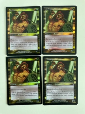 MTG 4X FOIL INVASION YAVIMAYA BARBARIAN NM MAGIC THE GATHERING CREATURE COMMON - Image 1 of 4