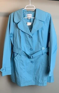 Fashion Bug Single Breasted Trench Coat Belted Rain Jacket Blue Womens XL - Picture 1 of 3