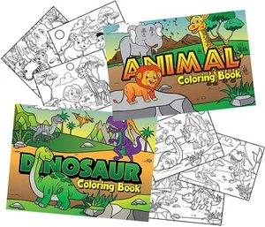 Libros para colorear con temas de dinosaurios y animales Jet Creations 2-pk para niños.  JC-CB002 - Imagen 1 de 7