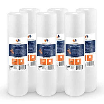 FILTERWAY 6PK of Big Blue 1 Micron 20" x 4.5" Sediment Water Filter Cartridge by Aquaboon