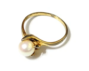 Vintage Faux Pearl Ring Sz 6 Gold-tone Simple Elegant r-57 - Picture 1 of 7