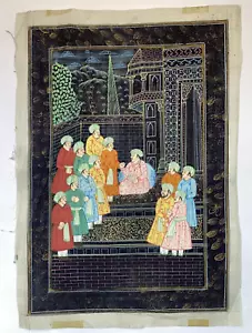 LARGE PERSIAN PAINTING ON SILK HAND MADE 20TH CENTURY - Picture 1 of 3