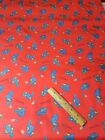 Tissu pétales vintage organisation Manes ours bleus sur rouge 35" x 45"