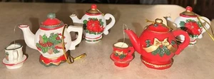 Teekanne Gießen in Teetasse Ornamente (4 Stück) Harzähnliches Material Selten! - Bild 1 von 7