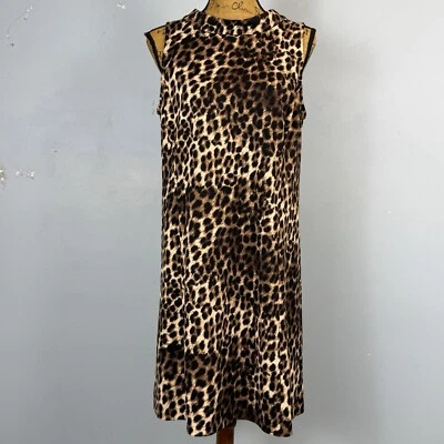 Alfani Womans Sz 14P Dress Leopard Print  Dress Pink Black Sheath Sleeveless - Image 1 of 4