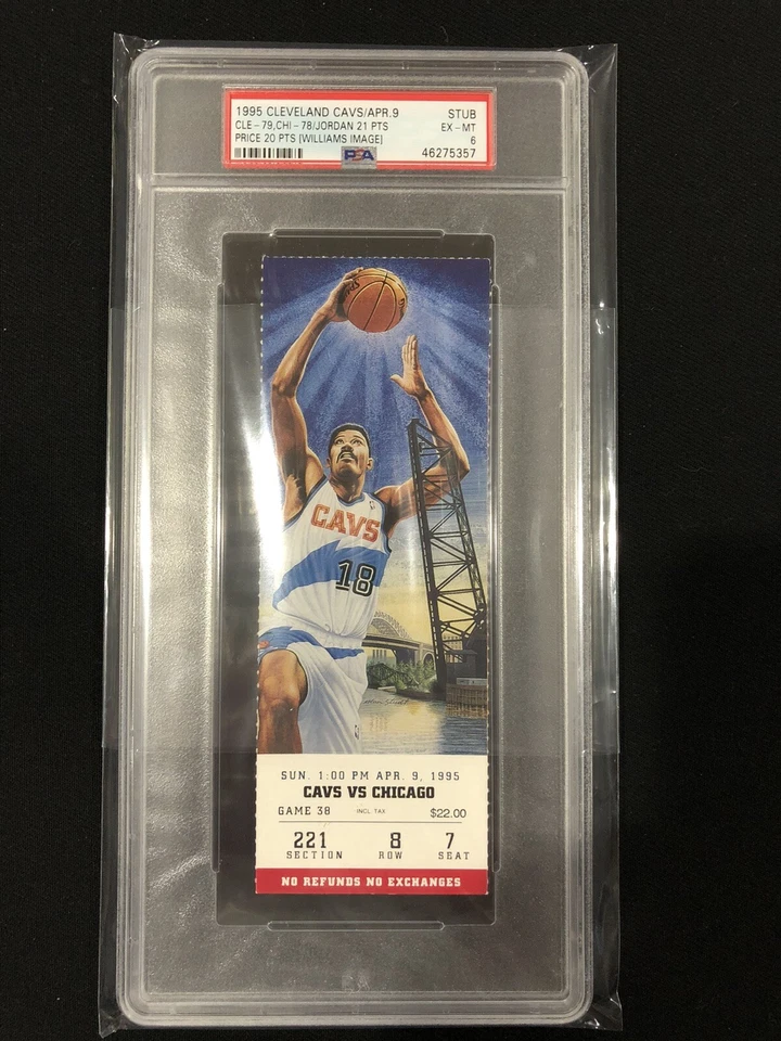 1995 克利夫兰骑士队门票存根约翰热杆威廉姆斯 PSA 6,迈克尔乔丹 — 第 1/3 张图片