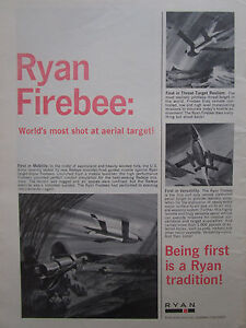 4/1967 PUB RYAN AERONAUTICAL FIREBEE JET TARGET MISSILE DRONE ORIGINAL AD