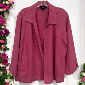 Talbots Pink 100% Pure Irish Linen Lightweight Summer Blazer Women’s Size 2X - Picture 1 of 11