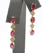 4.00 Ct Natural Red Ruby's and Diamond in 14K Solid Yellow Gold Stud Earrings