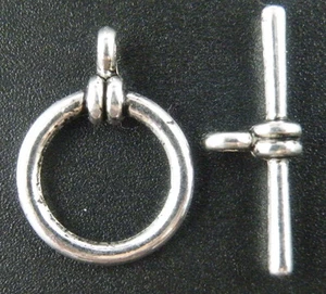 40sets Tibetan Silver Smooth Ring Toggle Clasps 21x16mm 12635 - Picture 1 of 1