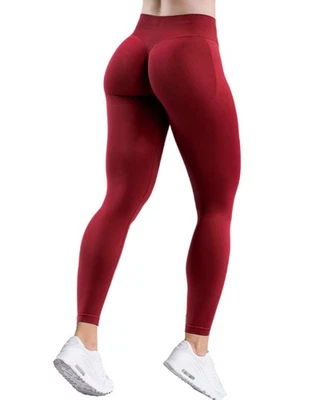 Mujeres Pantalones de Yoga Anticelulíticos Cintura Alta Acanalados Levantamiento de Glúteos Gimnasio Leggings Fitness Foto 1 de 4