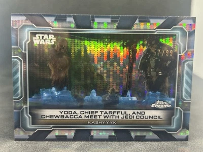 #/99 PULSAR 2024 Topps Chrome Star Wars Hyperspace GALATIC ERAS #GE-6 Yoda - Image 1 of 4