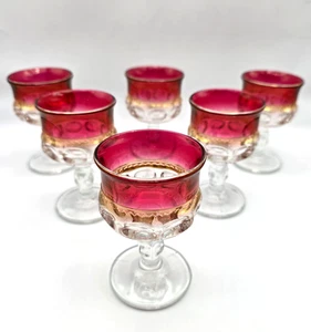 Juego de 6 copas boho vintage Kings Crown arándano ámbar huella digital - Imagen 1 de 8