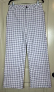 Old navy High-Waisted Wide-Leg Gingham Chino Pants Womenx Sz 8 Tall purple NWT - Picture 1 of 6