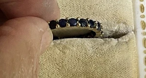 10K Genuine Sapphire Eternity Ring Yellow Gold - Picture 1 of 5