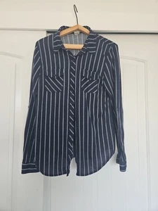 Women Passport Button Up, Large, Blue - Picture 1 of 2