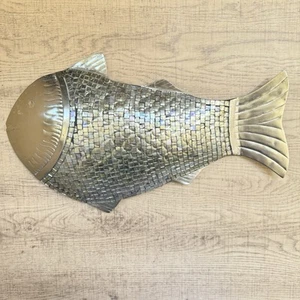 Vintage Pier 1 Metal 3D Metal Mosaic Fish Wall Mount Ocean Home Decor 9.5 x 16” - Picture 1 of 13