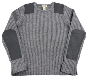 LL Bean Commando Sweater Mens Medium Gray 100% Merino Lambs Wool Knit Vintage - Picture 1 of 11