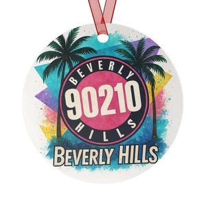 Personalisierter Beverly Hills 90210 inspirierter Christbaumschmuck aus Metall - Bild 1 von 5