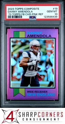 2023 TOPPS COMPOSITE 73 FOOTBALL CHROME PINK REFRACTOR #19 DANNY AMENDOLA PSA 10 - Image 1 of 2
