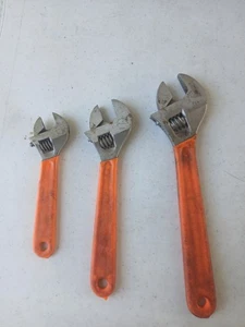 Lot Of 3 Vintage Craftsman 6-8-10 inch Adjustable Wrench Orange Handle USA - Bild 1 von 5