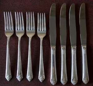Set 4 FORKS KNIVES Starlight Silverplate Flatware IS Silver Rogers Bros 1950 - Picture 1 of 10