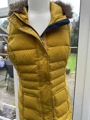 JOULES CARAMEL Mustard Yellow P Appleton PADDED Hooded GILET Down Feather Uk 10 — 第 1/4 张图片