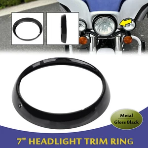 Anillo de ajuste de faros negro brillante de 7" apto para Harley Touring Road King Street Glide - Imagen 1 de 13
