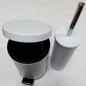 MATT MATT MATT WEISS BAD KLEIN 3 LITER TRETEIMER & TOILETTENBÜRSTENHALTER SET - Bild 1 von 2