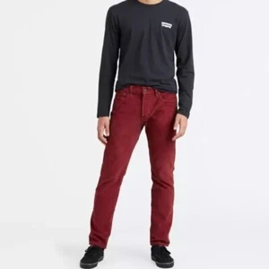 Levis Mens 502 Taper Fit Red Corduroy Pants W34 L32 Classic Style Durable Comfor - Picture 1 of 10
